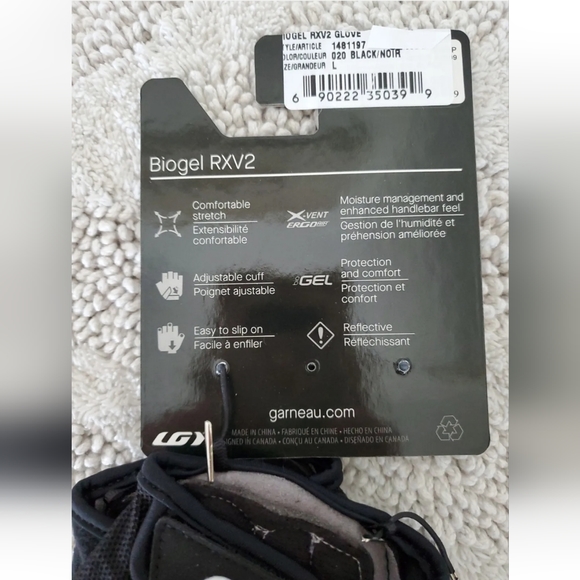 NWT LOUIS GARNEAU Adult Sz Large Biogel RXV2 Cycling Gloves Black White - Picture 9 of 10